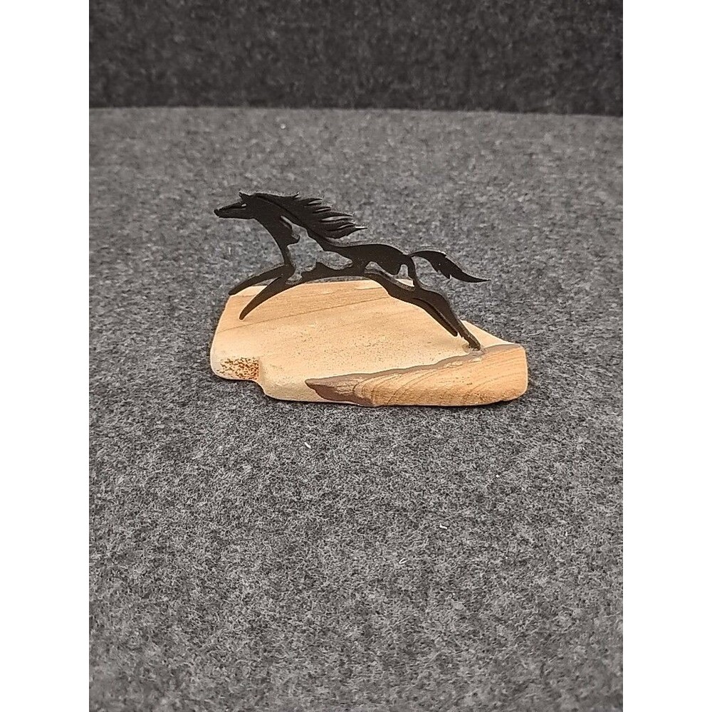 Vintage Spirit Horse Metal Art Miniature Sculpture Mounted on Sandstone Lazart?